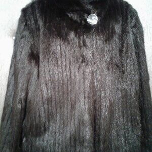 REAL BLACK MINK FUR COAT FORMAL JACKET WEDDING L LARGE, XL EXTRA LARGE 10-12-14